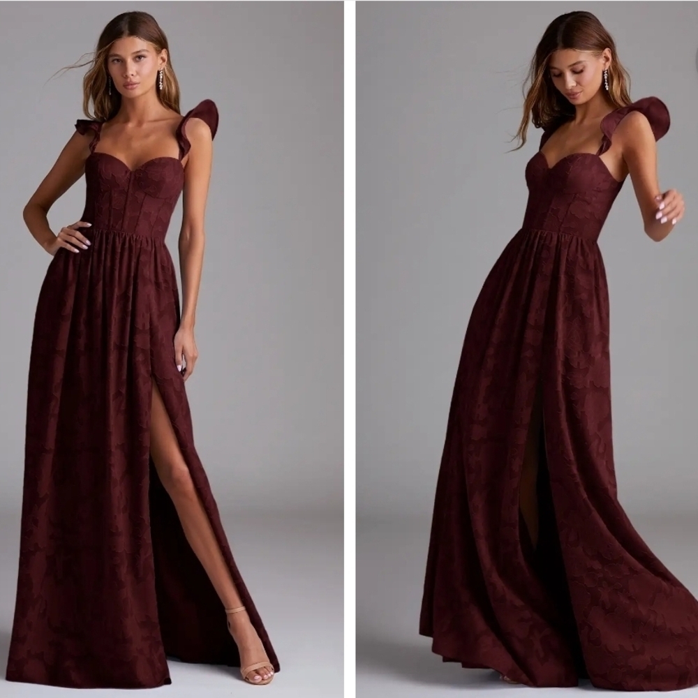 Azazie Elegant Burgundy Evening Gown